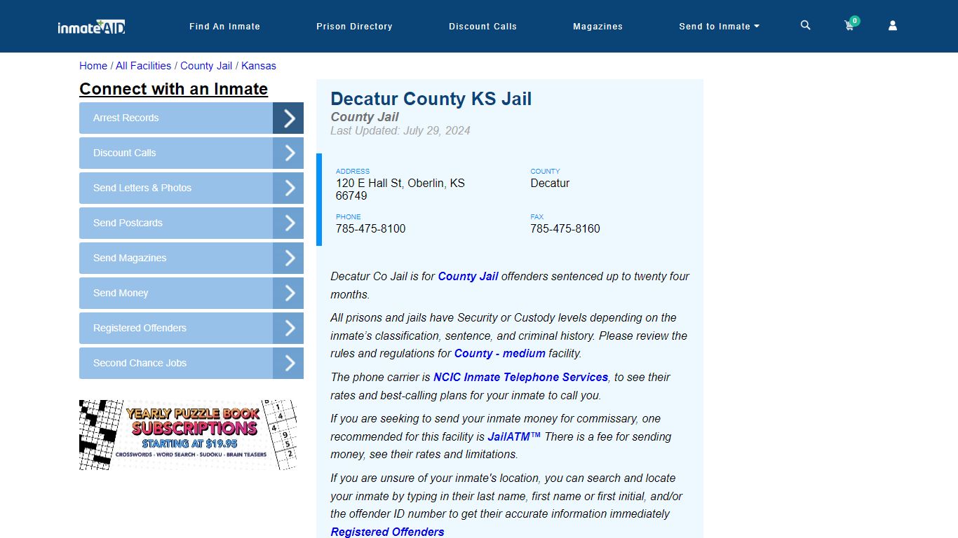 Decatur County KS Jail - Inmate Locator